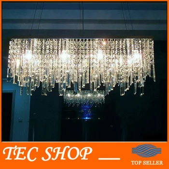 

JH New Modern Rectangular Crystal Chandeliers K9 Crystal Ceiling Lamp Lighting Fixture Restaurant LED Lighting E14 Free Shipping