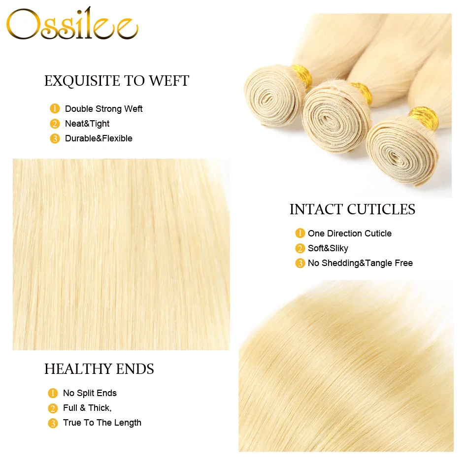 Ossilee 613 Bundles With Frontal Closure Blonde Bundles with Closure Straight Peruvian Hair Bundles with Closure Non Remy Hair Ossilee 613 Bundles With Frontal Closure Blonde Bundles with Closure Straight Peruvian Hair Bundles with Closure Non Remy Hair