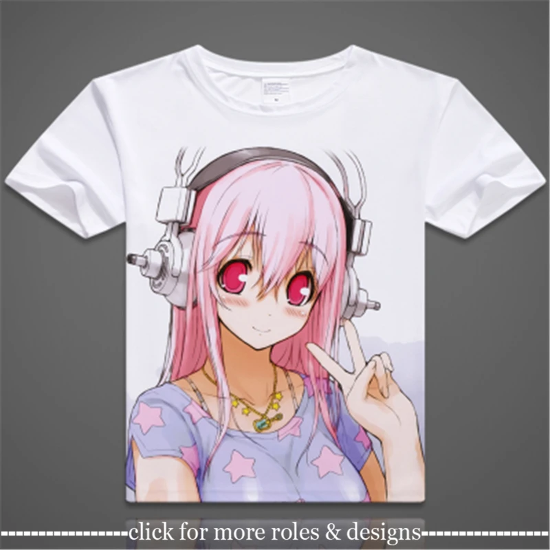 Футболка с коротким рукавом в стиле унисекс для косплея|super sonico cosplay|cosplay costumecostume