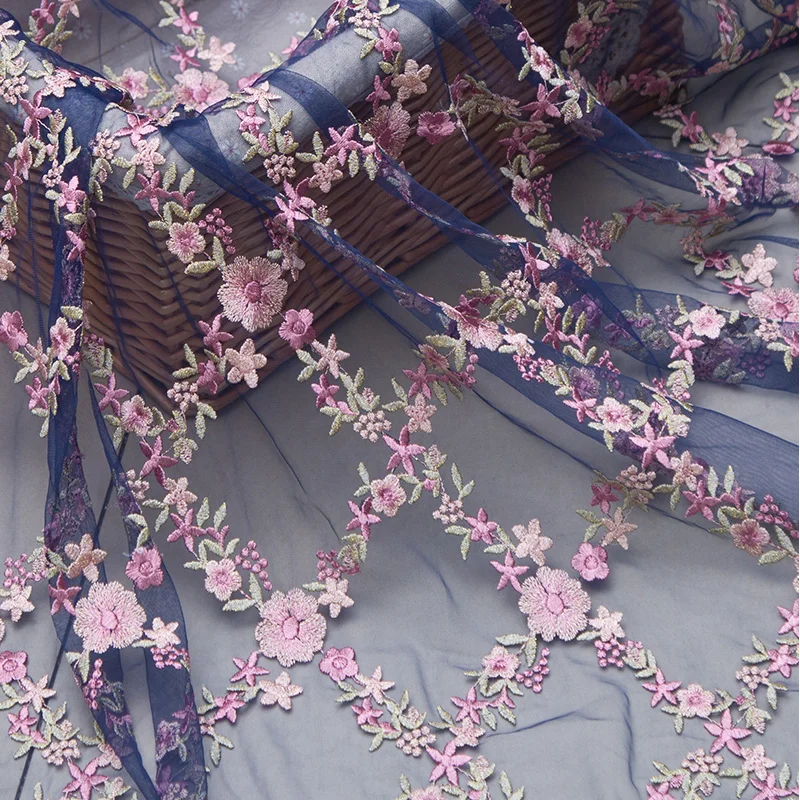 

LASUI 2018 High-End 2 yards/1 lot beautiful heavy embroidery flowers mesh lace fabric for DIY dress fashion fabric X0314