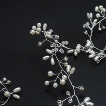 Красивые свадебные украшения для головы искусственные жемчужные аксессуары для волос для невесты Хрустальная корона Цветочные Элегантные волосы украшения 35 см 50 см 100 см