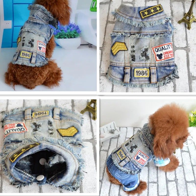 Best Seller Jean Dog Vest Puppy Cat Pet Denim Clothes Cowboy Number
