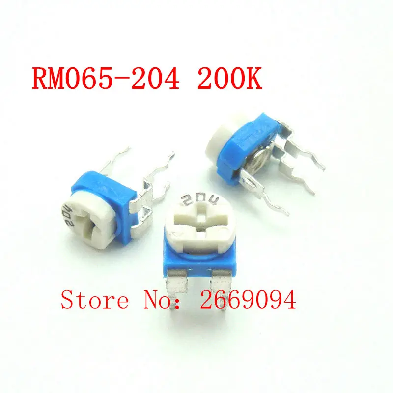 

50PCS RM065 RM-065 200K ohm 204 RM065-204 Trimpot Trimmer Potentiometer variable resistor free shipping