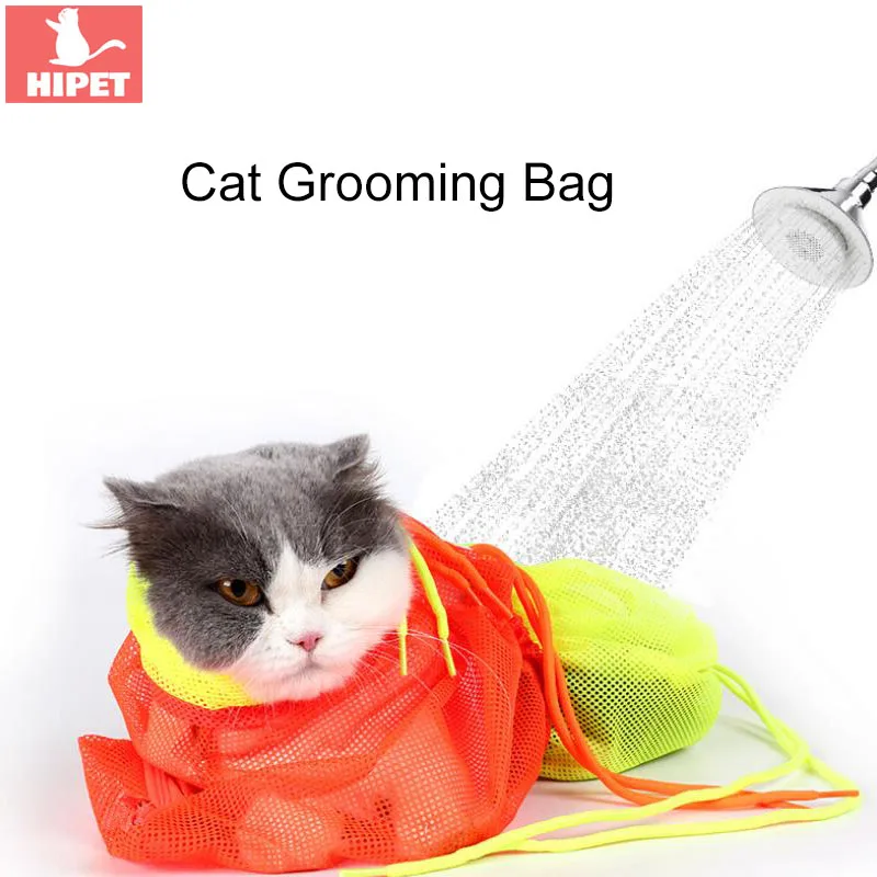 

HIPET Mesh Cat Bathing Bag Biting Restraint Anti Scratch For Nail Trimming Injecting Pet Cats Grooming Cleaning Tools
