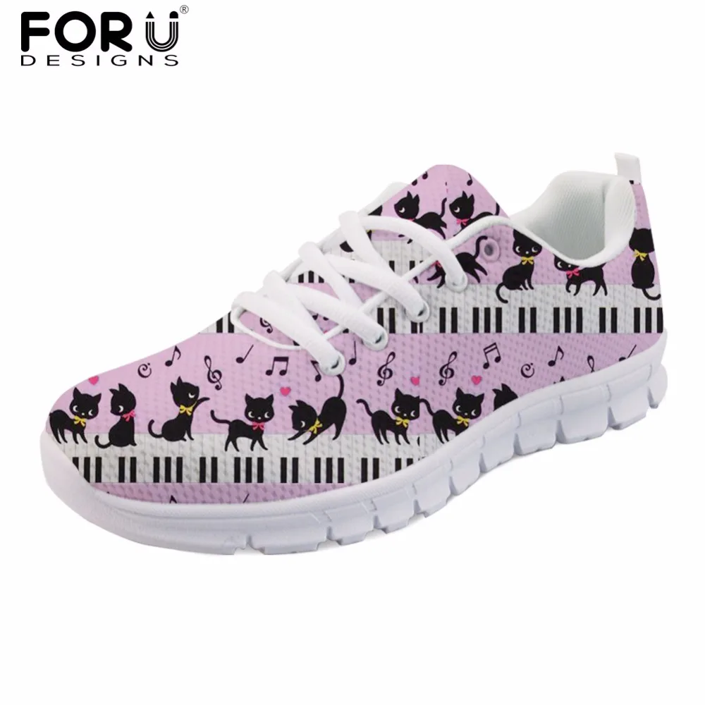 

FORUDESIGNS Fashion Piano With Music Note Pattern Woman Pink Sneakers Comfortable