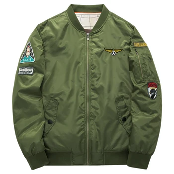 

Men Fashion Air Jacket MA1 Army Flight Bomber Jacket Flying Outerwear Baseball Jersey Coats Embroidered Warm Thickening Y2181