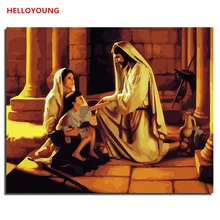 HELLOYOUNG ручная роспись маслом Бог и животные цифровая живопись по номерам Масляные картины китайские картины-свитки домашний декор