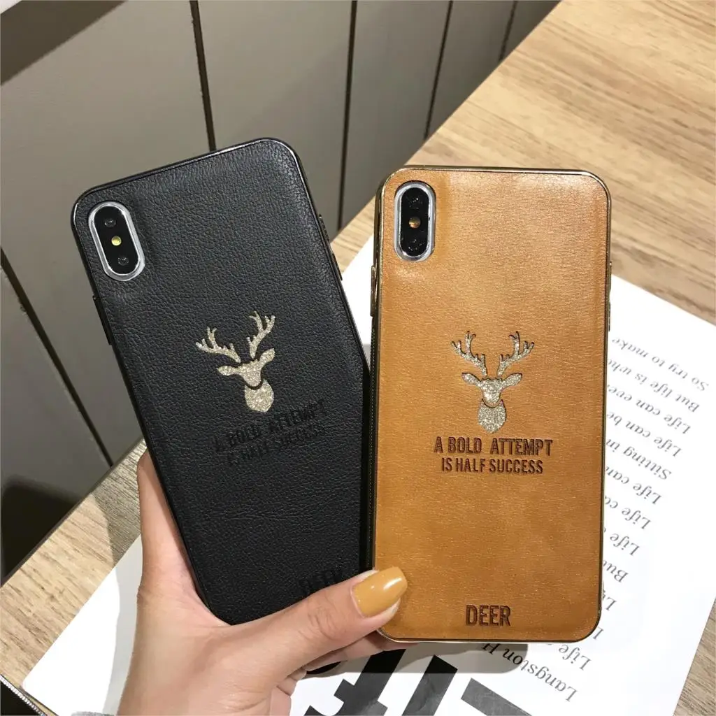 Роскошные олень кожаный чехол для iPhone X 6 6s 7 8 Plus XR XS MAX XiaoMi A2 Lite RedMi 6A Примечание 5