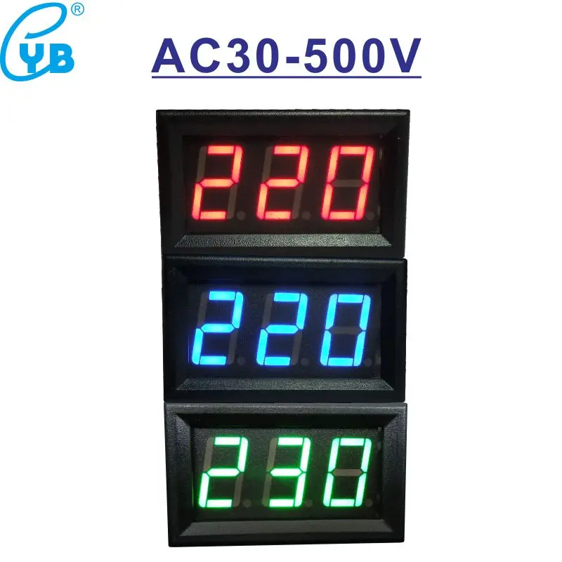 2 провода 0,5" AC 30 V-500 V светодиодный цифровой вольтметр измеритель напряжения монитор тестер для 110V 220V 380V D28 электрический детектор напряжения