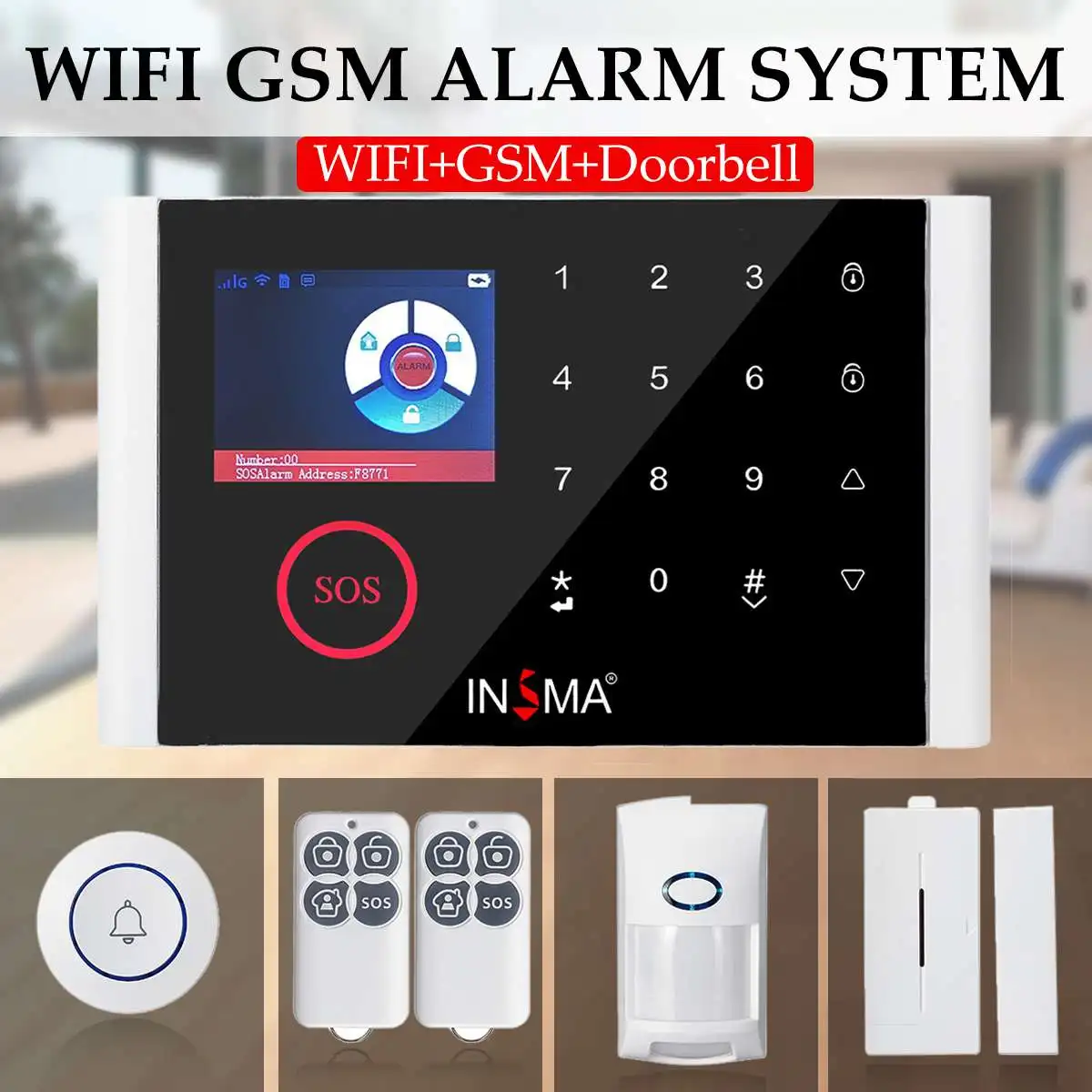 

Intelligent Switchable Wireless Home Security WIFI GSM GPRS Alarm System Sensor Kit APP Remote Control EN RU ES PT DE KR SA FR