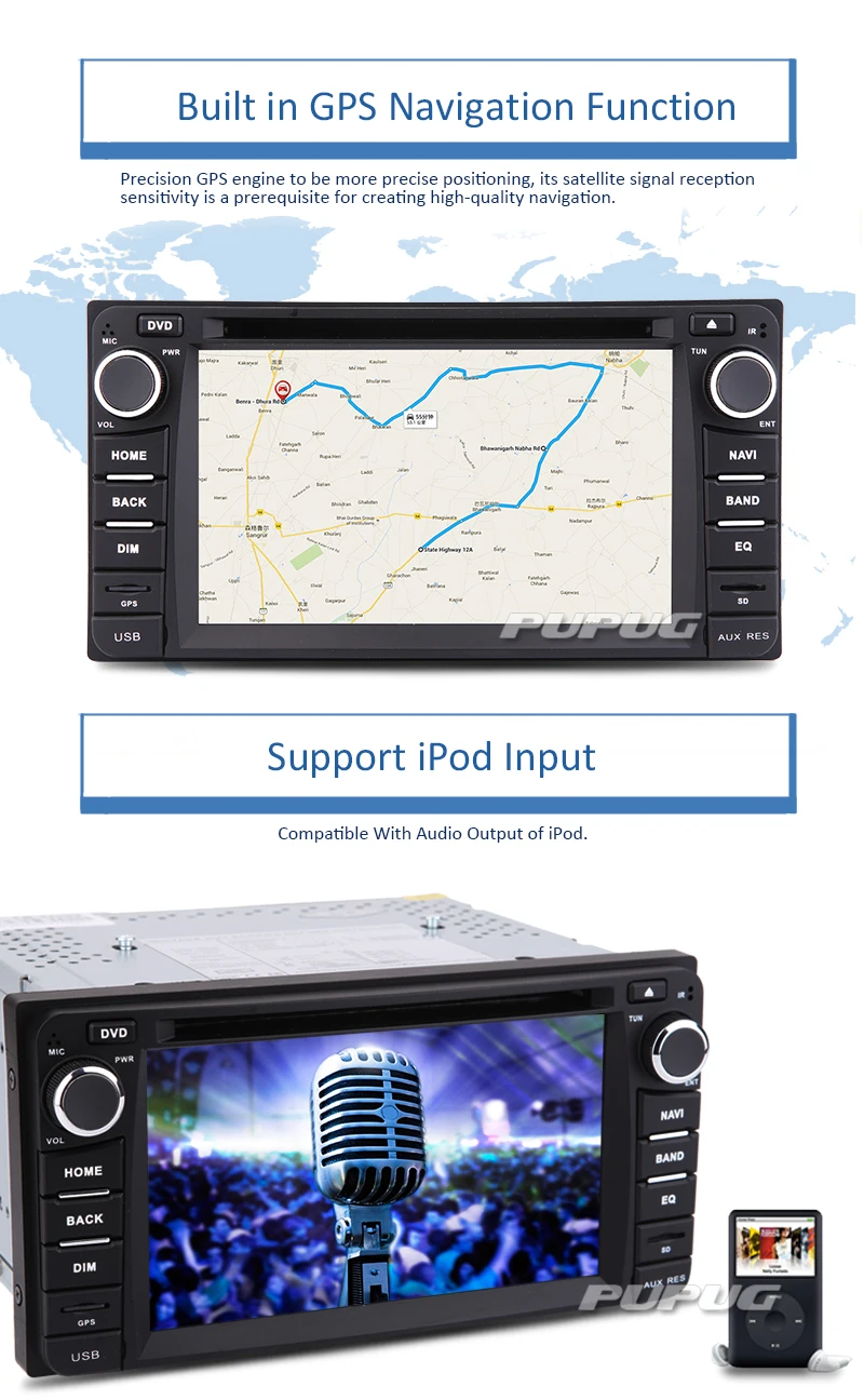 Cheap FREE rear camera+ 2 din GPS Car Stereo Radio for Toyota Corolla Ex 2008 2009 2010 2011 2012 2013 DVD Player Bluetooth ipod FM/AM 4