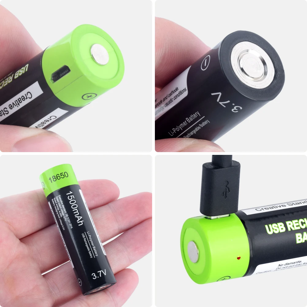 18650 USB перезаряжаемая литиевая батарея 1500 mAh кабель зарядное устройство Комплект для аккумуляторы с контроллером литий-полимерная литий-ионная батарея Bateria