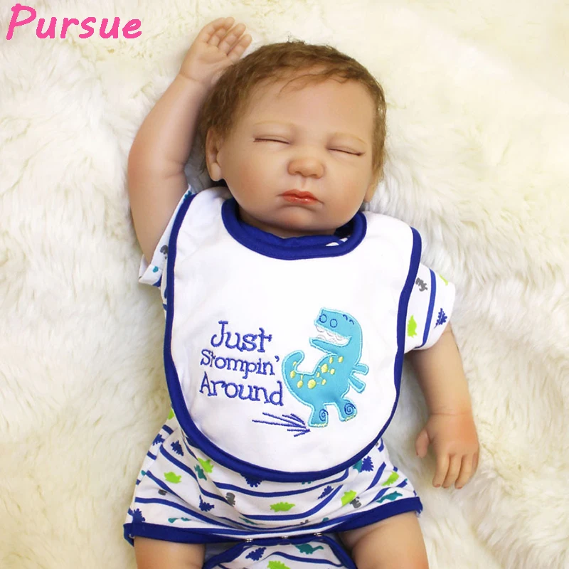 

Pursue 55 cm Newborn Reborn Dolls Babies Silicone Closed Eyes Silicone Reborn Baby Dolls for Boys Girls Playmate Birthday Gift
