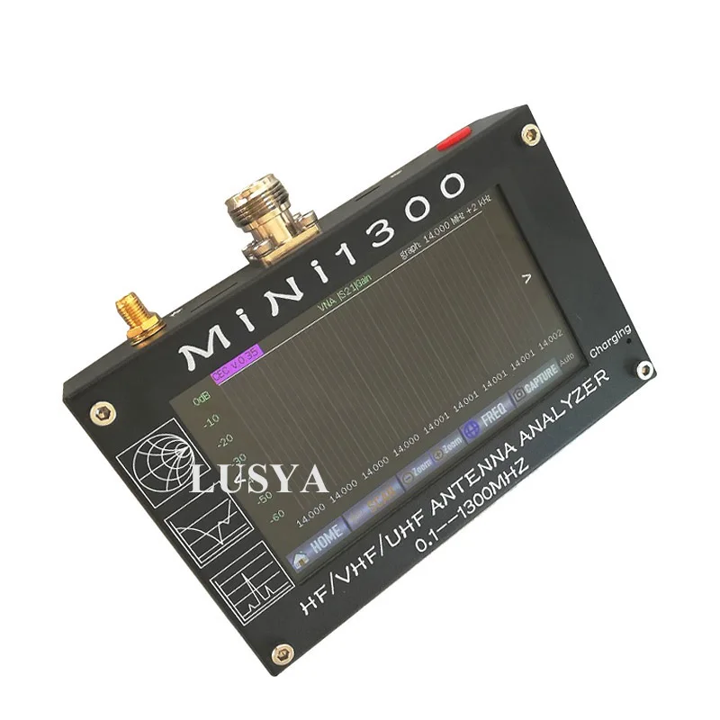 UV+ HF Mini1300 4," сенсорный lcd 0,1-1300 MHz 13.GHz HF/VHF/UHF ANT КСВ Антенный Анализатор метр+ аккумуляторная батарея