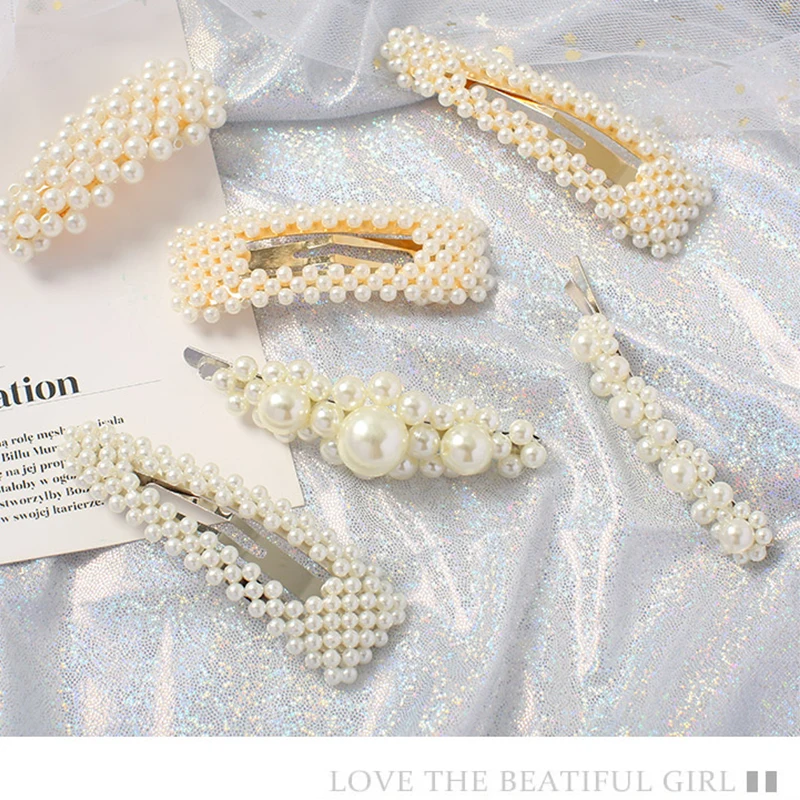 

New Fashion Exquisite Handmade net celebrity pearl metal hair clip Ms. word bangs clip Multi-style can be wholesale free ship