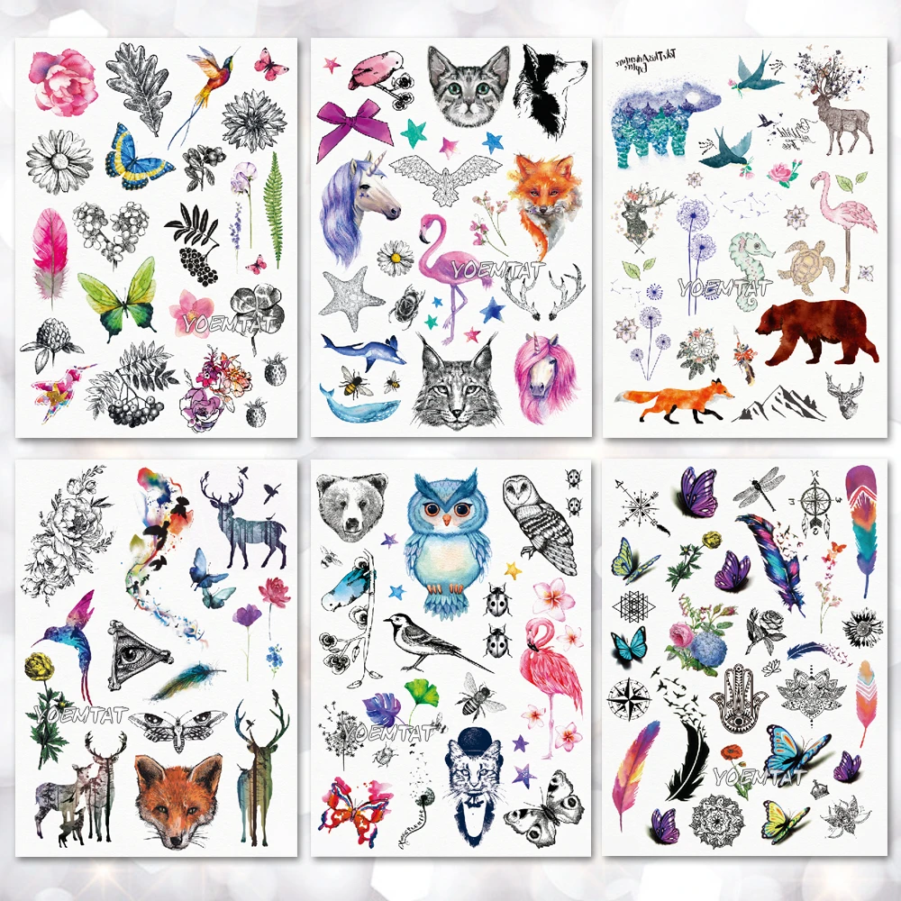 Wasserdicht Temporare Tatowierung Aufkleber Aquarell Niedliche Kleine Tier Muster Tattoo Wasser Transfer Korper Kunst Gefalschte Tattoo Animal Tattoos Waterproof Temporary Tattoosfake Tattoo Aliexpress