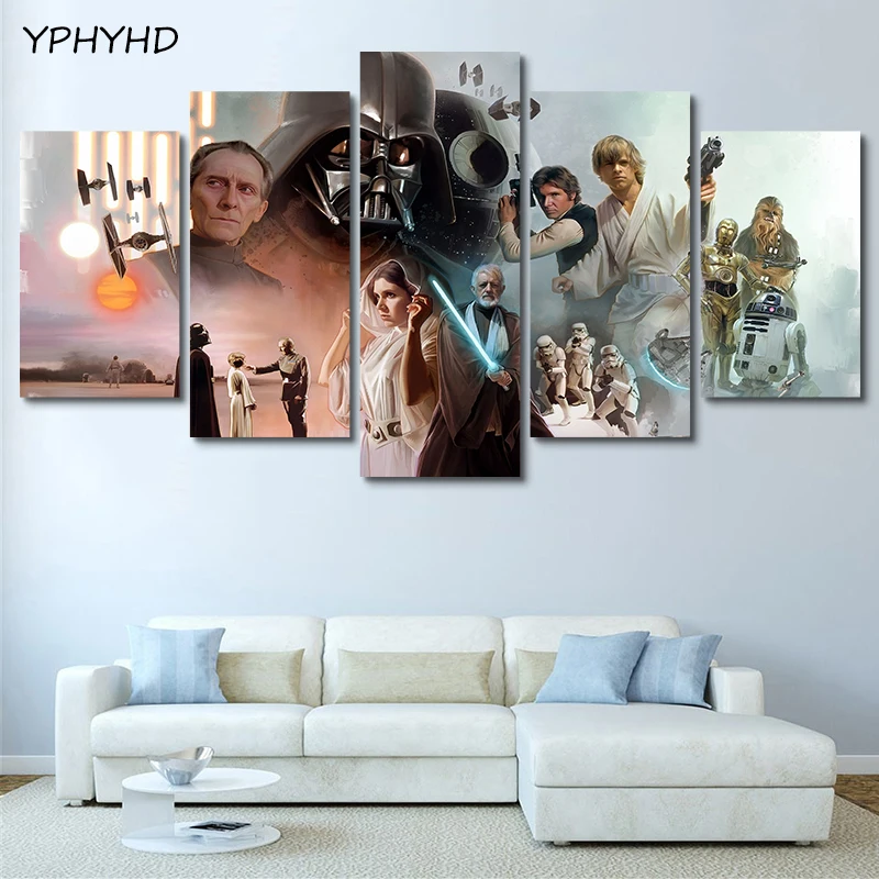 YPHYHD HD модульная 5 панель кино Звездные войны персонаж картина холст печать рамка