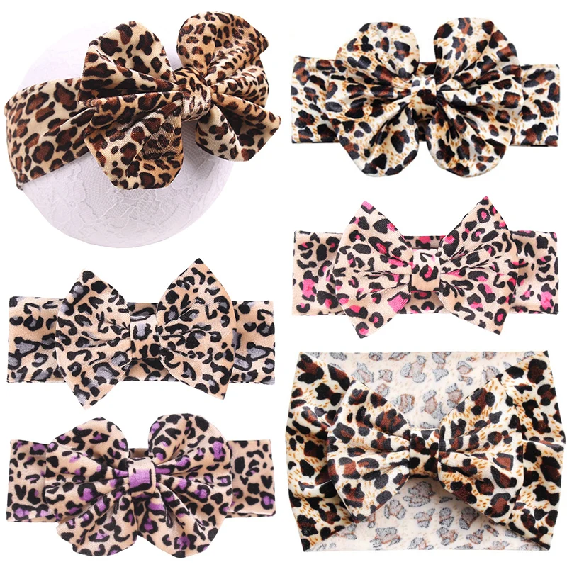 

Bowknot Classical European Photography Comfortable Kids 1PC 17 Colors Children Leopard Print Leopard Velvet Soft Elastic Girls