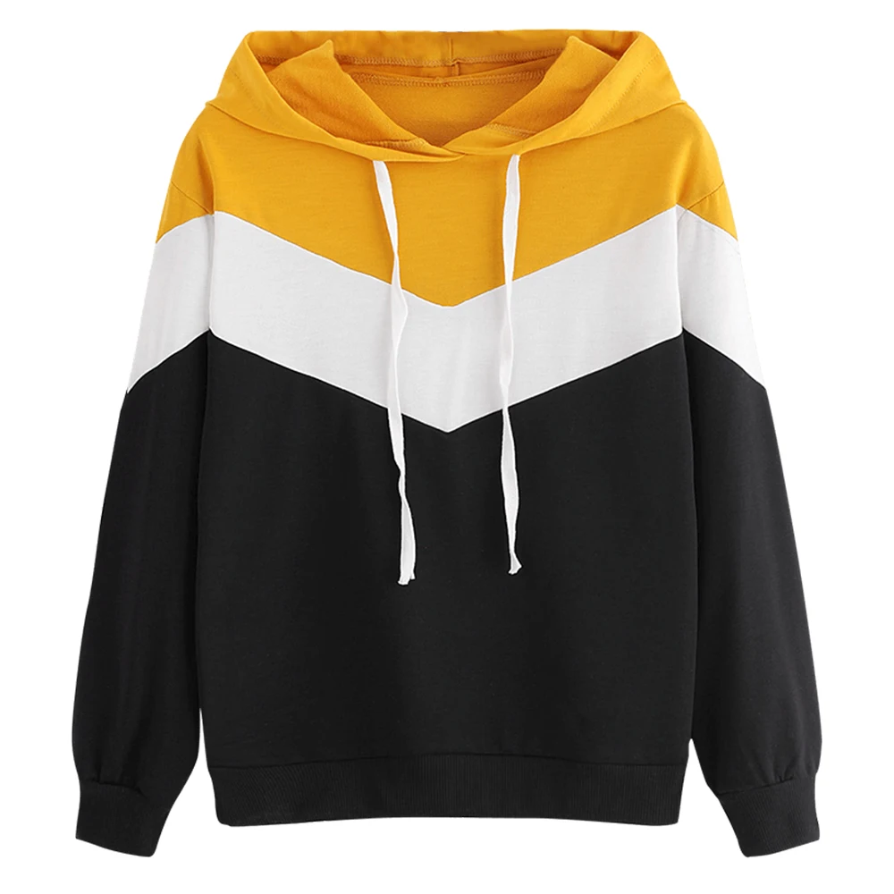 Kenancy Women Hoodies Sweatshirts Drop Shoulder Contrast Drawstring Hoodies Spring Casual