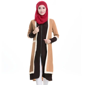 

Fake 2pcs Zip up Liner islamic clothes muslim dress jilbabs and abayas muslim dresses robe musulmane islamic muslim abaya dress