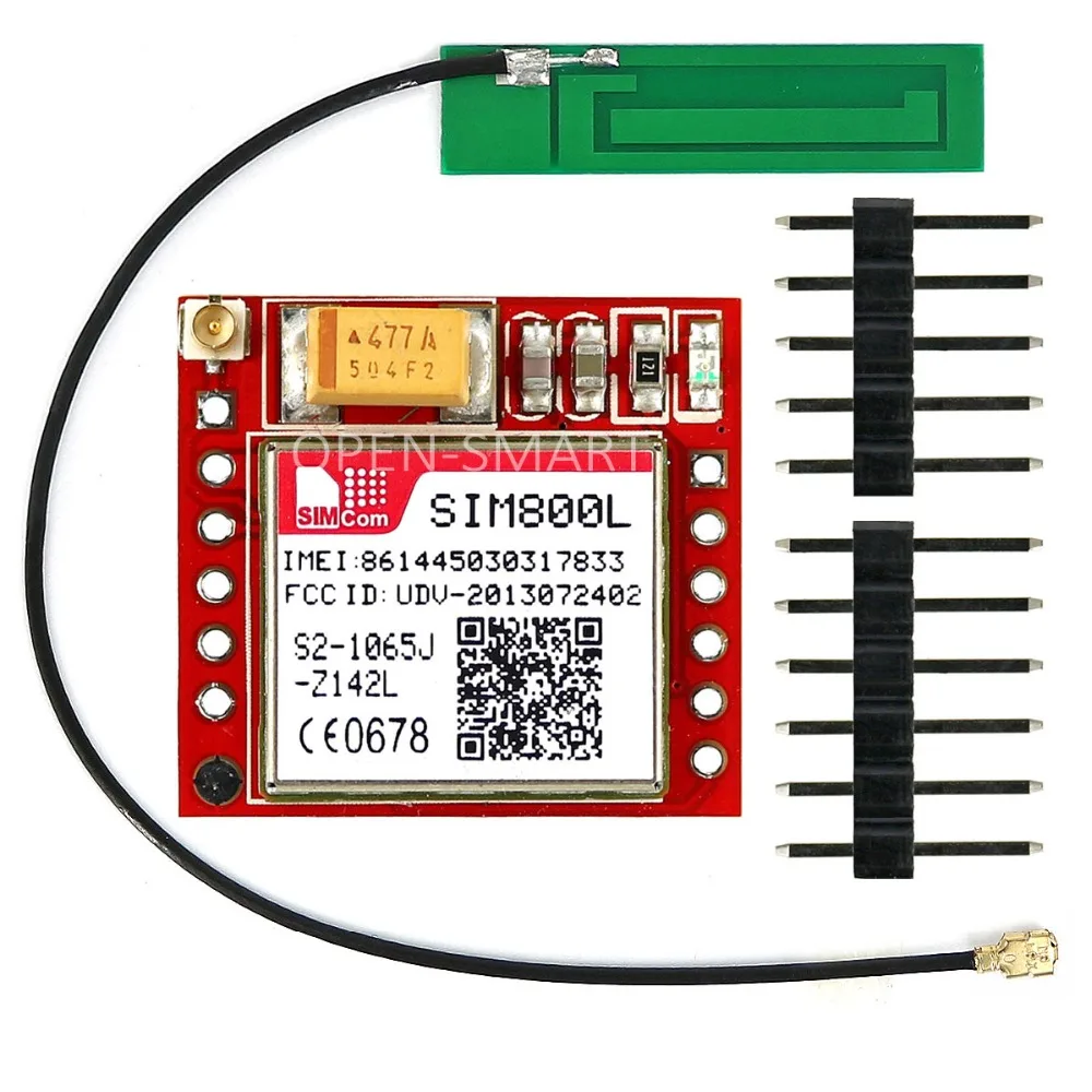 

SIM800L Quad-band Network GPRS GSM Breakout Module + 3G 3DBI PCB Antenna with IPEX Interface