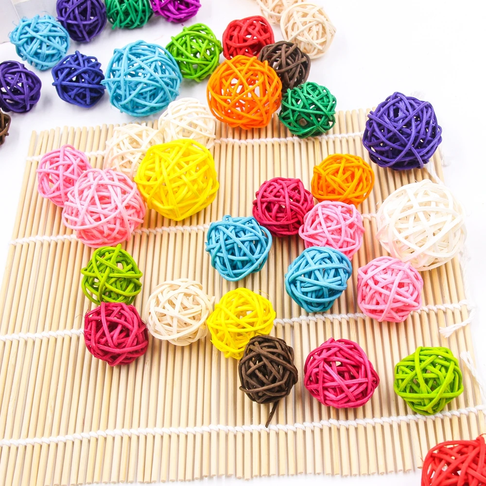 2CM 30PCS Multicolor Rattan Ball DIY Sepak Takraw Balls Home Ornaments