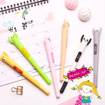 

24 pcs/Lot Cartoon bear gel ink pen Cute animal 0.5mm roller ball Black color pens Stationery Office School supplies F529