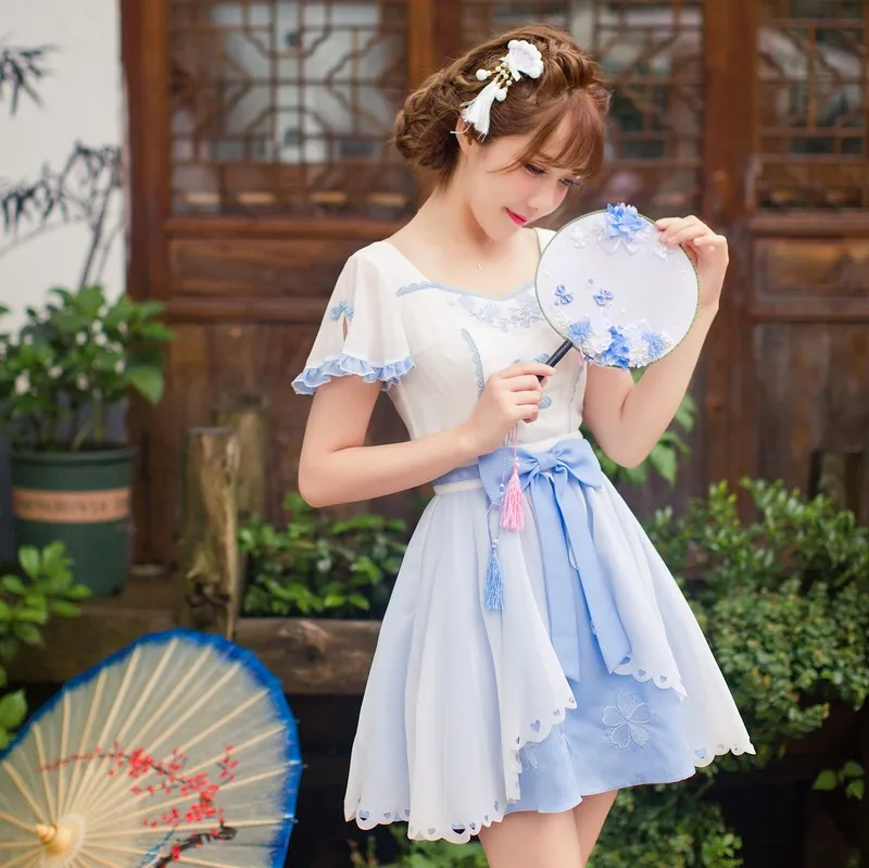 

Princess sweet lolita dress Candy rain sweet summer Chinese ancient style refreshing chiffon princess dress C22AB6091