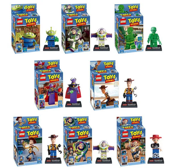 

NEW hot 8pcs/set Toy Story Buzz Lightyear Woody Action Figures Building Blocks Bricks Compatible toys No box