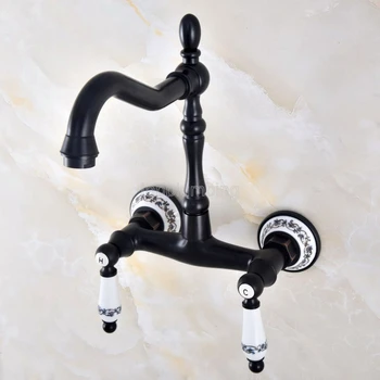 

Swivel Black Oil Rubbed Brass Wall Mounted Bath/Kitchen Basin Sink Mixer Fauset tnf831