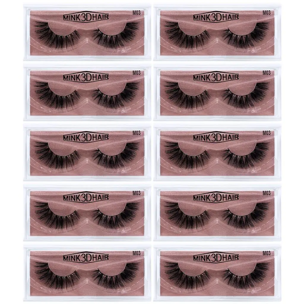 

10Pairs Eyelashes 3D Mink Lashes Luxury Hand Made Mink Eyelashes Medium Volume Cruelty Free Mink False Eyelashes Upper Lashes