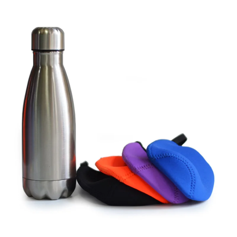 Vacuum Flask Double Wall Stainless Steel Thermos Insulated Sports Water Bottle Mug Cup Neoprene Sleeve 350mL