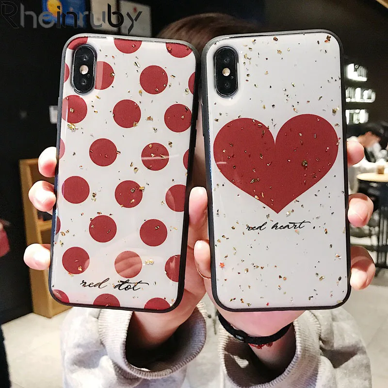 Rheinruby со сверкающими золотистыми Фольга мягкий чехол для iPhone X XS XR 6 S 7 8 плюс Max Plus