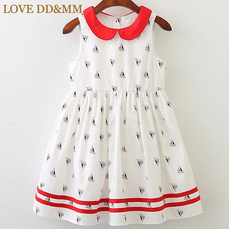 

LOVE DD&MM Girls Dres 2019 New Children's Wear Girls Casual Sleeveless Sailing Printing Lapel Vest Dress