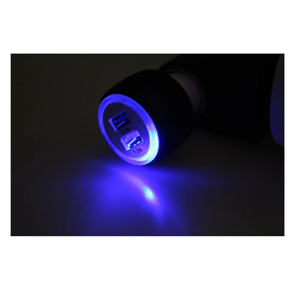 

Universal LED Ambient Light Dual USB Port Car Charger Multi-Function Cigarette Socket Lighter Adapter #10