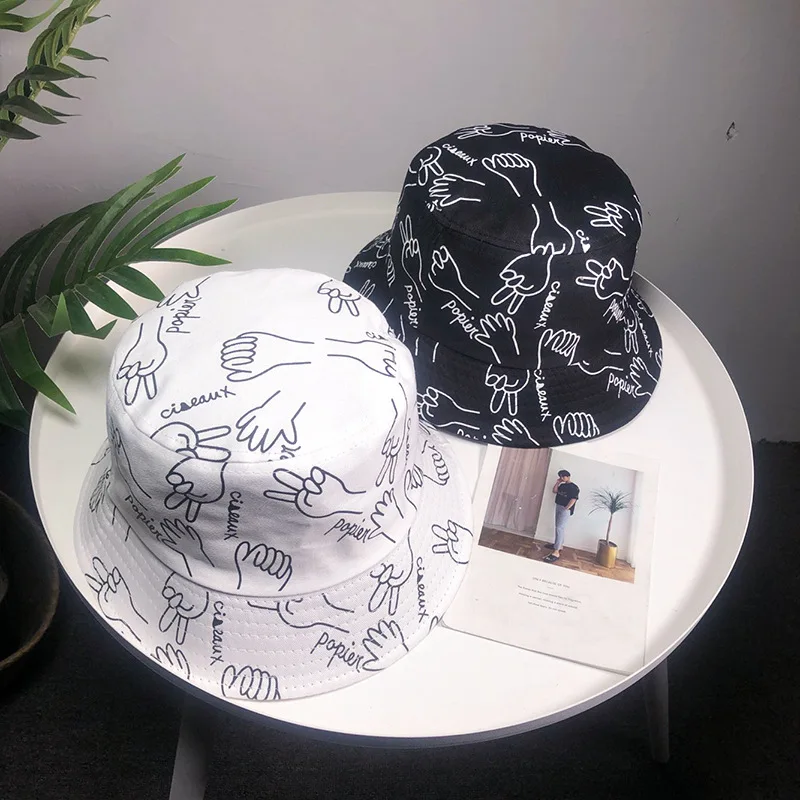 Лето Хлопок Harajuku Панама унисекс плоской печатной Рыбак открытый шляпа для путешествия шапки для Для мужчин Для женщин хип-хоп Шапки