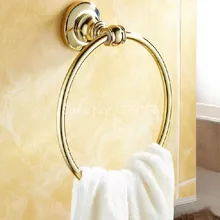 Аксессуар для ванной комнаты настенный полированный золотой цвет латунное кольцо для полотенца вешалка для полотенец Держатель aba104
