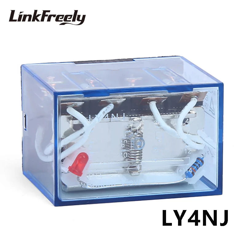 

LY4NJ Mini Electromagnetic Coil Relay 10A Wide 14 Pins 4NO+4NC 12V 24V DC 48V 110V 220V AC General Purpose Voltage Relay Switch