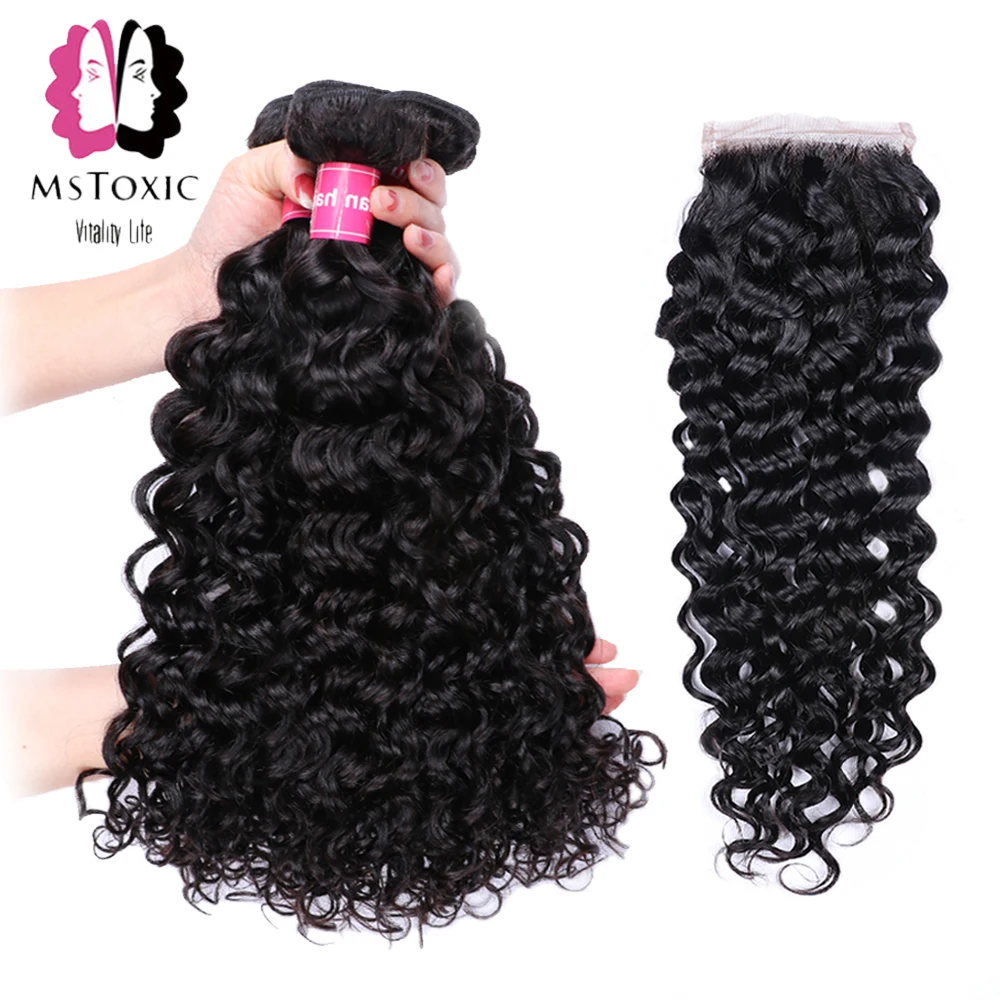 MSTOXIC Water Wave Bundles With Closure Human Hair Bundles With Closure Brazilian Hair Weave Bundles With Closure Non-Remy Hair MSTOXIC Water Wave Bundles With Closure Human Hair Bundles With Closure Brazilian Hair Weave Bundles With Closure Non-Remy Hair