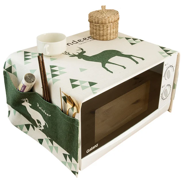 Best Price Nordic style simple cotton microwave oven dust cover oven shield cloth art rural style store content bag hood home kitchen decor Best Price Nordic style simple cotton microwave oven dust cover oven shield cloth art rural style store content bag hood home kitchen decor