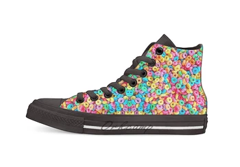

Froot Loops Design breathable Casual High Top lace-up Canvas shoes sneakers