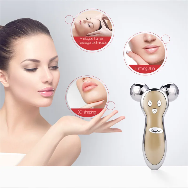 3D Micro Current V Face Facial Lifting Firming Full Body Slimming Massager 360 Degree Rotate Massag