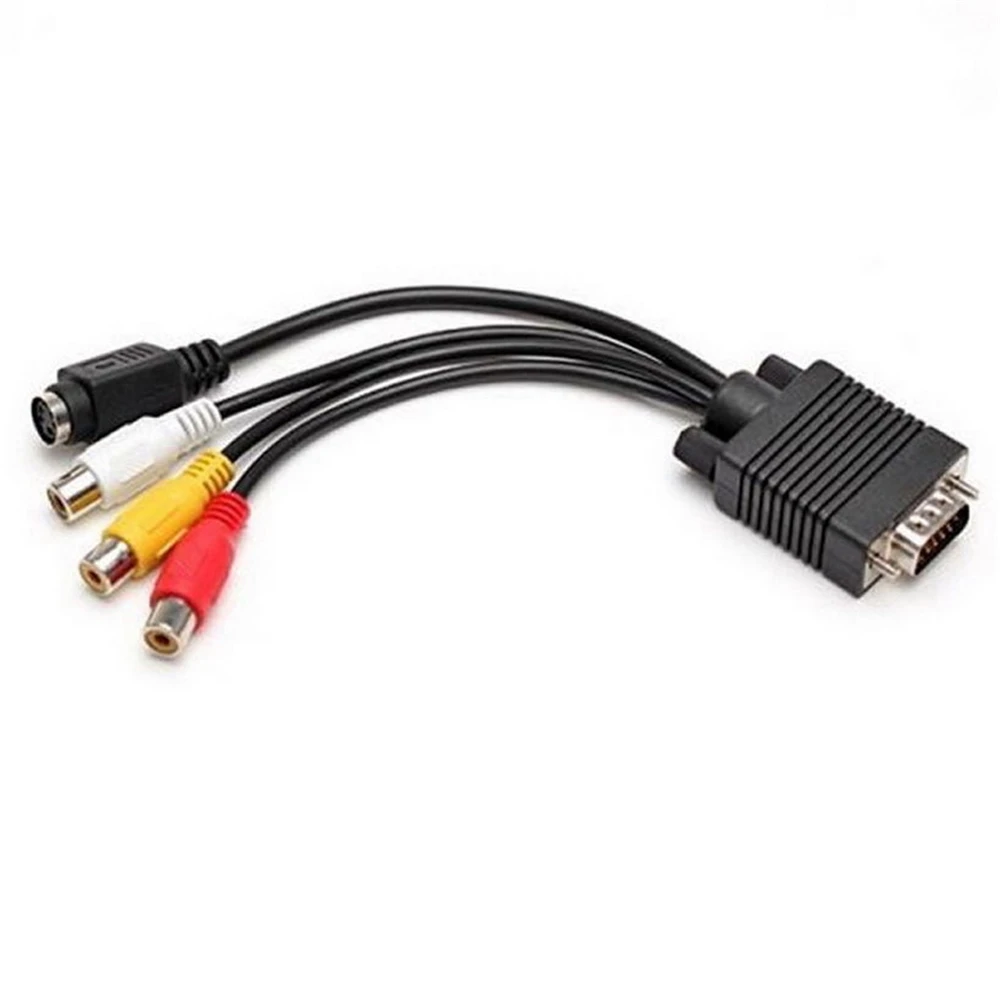 1 шт. VGA Video TV Out S AV и 3 RCA Женский конвертер кабель адаптер Черный Прочный горячая