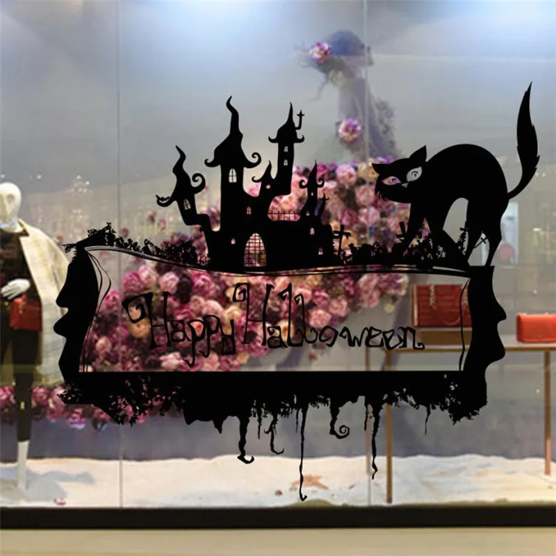 Wallpaper 3D New Arrived Happy Halloween Wall Sticker Window Home Decoration Defor Bedroom Living Room Walls wall art   X0813#3001