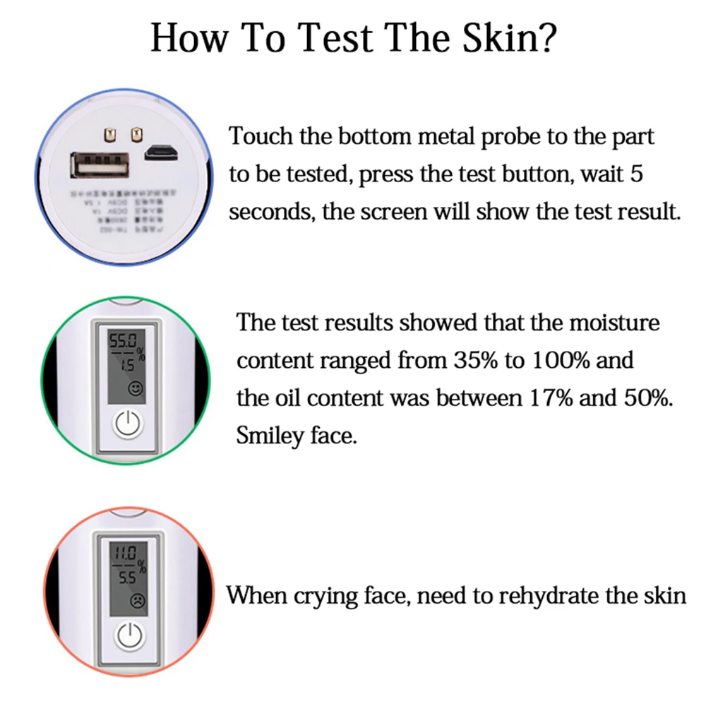 Электрический мини-анализатор для ухода за кожей лица 3 в 1, пароварка, Мобильный Внешний аккумулятор, косметологический аппарат для увлажнения лица