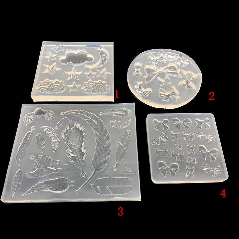 

1PC Star Moon Bow Feather Pendant DIY Silicone Mold Dried Flower Jewelry Accessories Tools Equipments Resin Molds