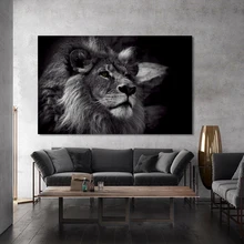 Wall Paintings Animal Posters and Prints Wall Art Canvas Paintings Black Lion Pictures for Living Room Home Decoration No Frame