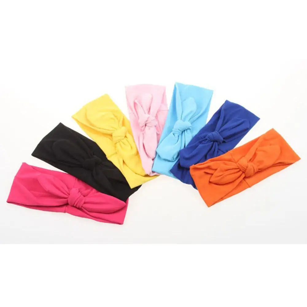 Hot Sale 1 pcs Women Fashion Elastic Stretch Plain Rabbit Bow Style Hair Band Headband Turban HairBand Hair Accessories