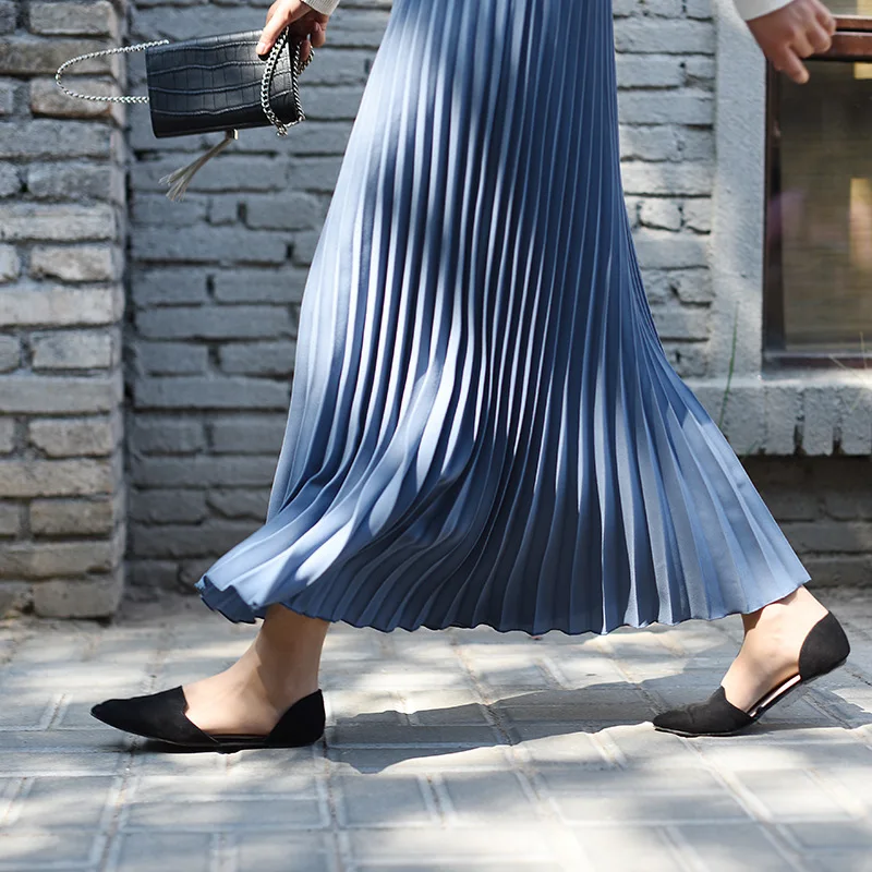 2019 Весна новое поступление корейский стиль винтажная плиссированная юбка эластичный пояс Длинные юбки для женщин для 10 цветов Бесплатная