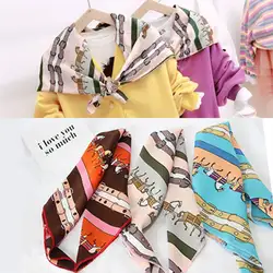 Винтажный квадратный шарф из искусственного шелка чувствовать себя сатиновый шарф Тощий элегантный головной шейный шарф Женская одежда